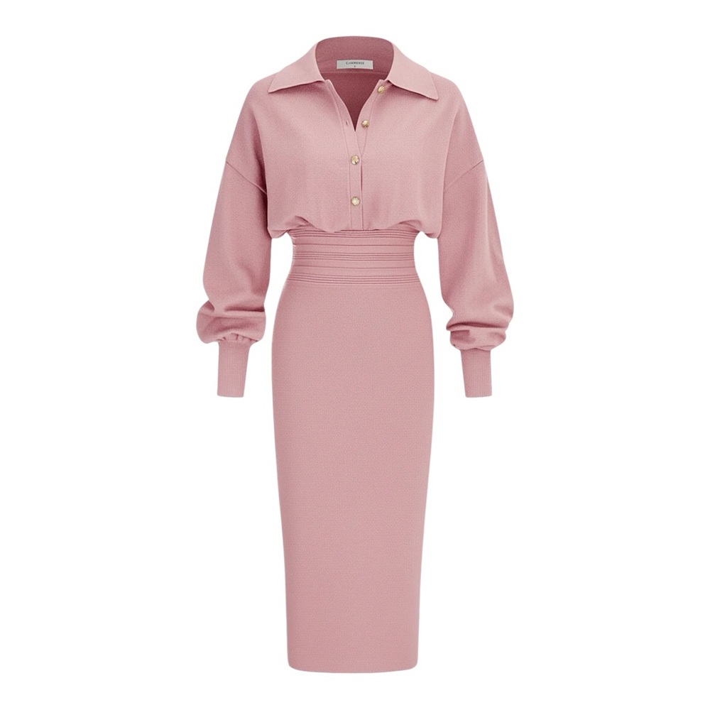 Commense Blush Pink Midi Dress